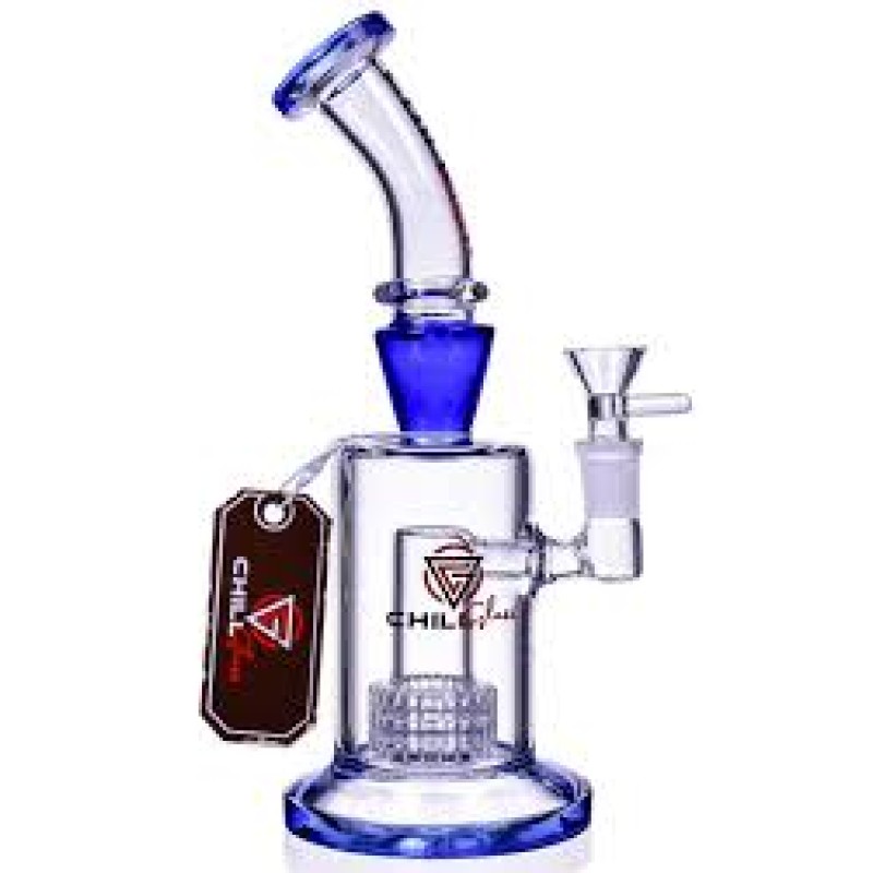 9" Rolled Neck and Donut Perc Bong / Water Pipe Glass -4564