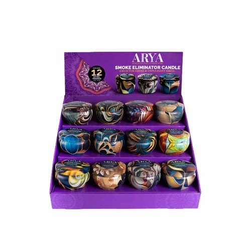 ARYA - CANDLE Odor Eliminator Natural Fragances Display 12 piece | Candle6587