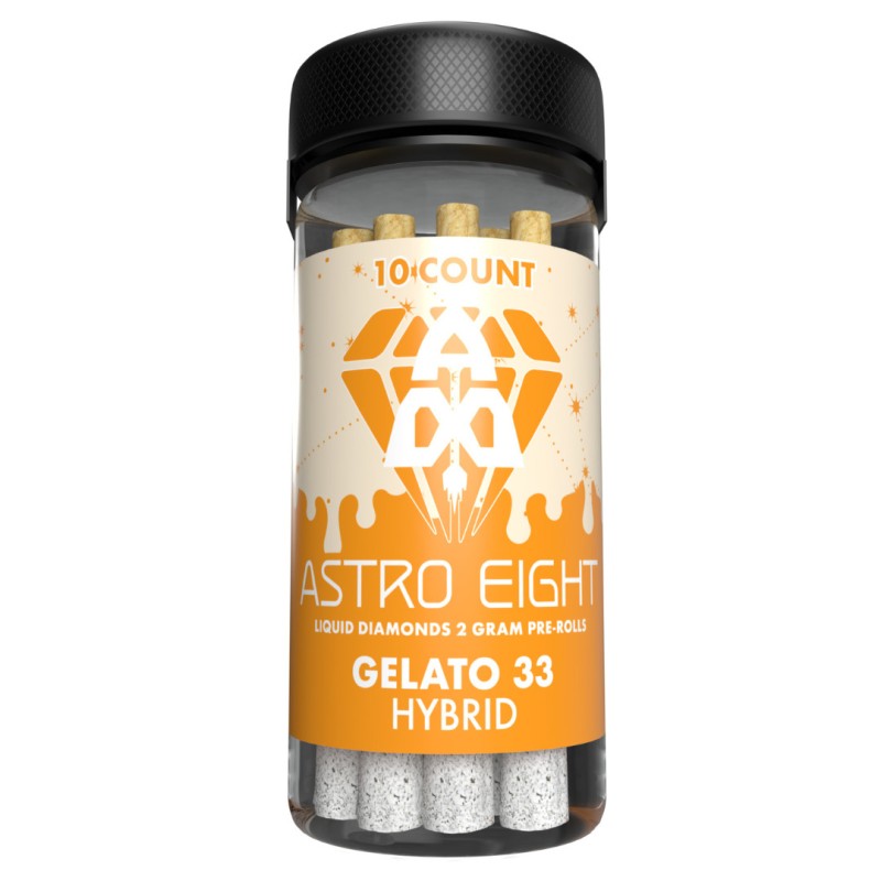 Astro Eight  -  Liquid Diamonds 2 gm  PreRoll | Gelato 33 Hybrid - 10 piece Jard