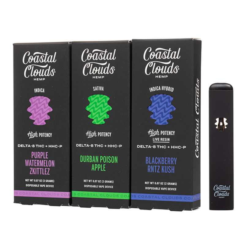 Coastal Clouds Hemp Sample Pack | 1 Bottle gummies + 2 Vape thc+hhc